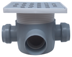 Square Floor Drain with Riser SL 2 Inlets 90° SP-H75-160-3