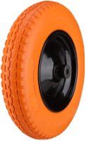 Polyurethane Slim Wheelbarrow Wheel with Metal Rim, Round Profile