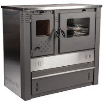 Wood-burning Stove with Stainless Steel Hob and Oven