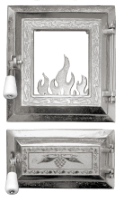 Stove Door with Glass + Ash Pan Nickel-Plated