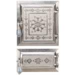 Stove Door + Ash Pan Romanian Motifs Nickel-Plated
