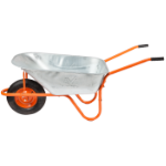 Wheelbarrow A85, Galvanized Tray with Pneumatic Wheel and Metal Rim