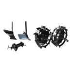 Basic Accessory Package for Tiller/Cultivator (Plow, Accessory Coupling Adapter, Adjustable Ridger, Metal Wheels 4.00 with Hubs)